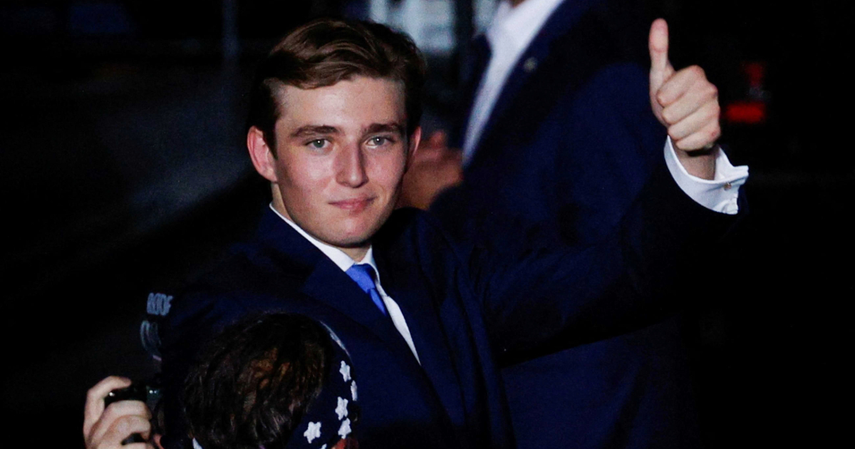 Barron Trump Making A Thumbs-Up Gesture