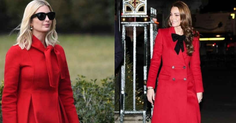 Ivanka Trump and Princess Kate in Red coat dress.