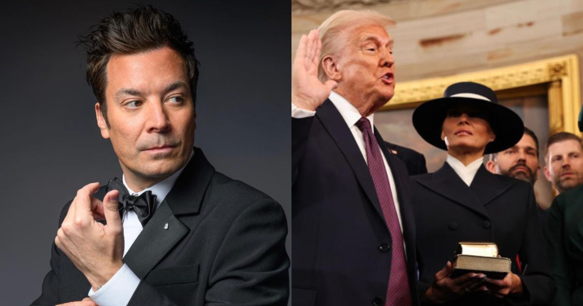 Jimmy Fallon and Donald Trump Taking Oath