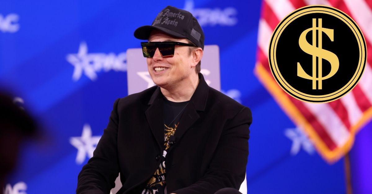 Elon Musk and (inset) the DOGE logo.