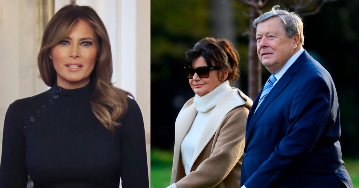 Melania Trump (L) and Amalija and Viktor Knavs