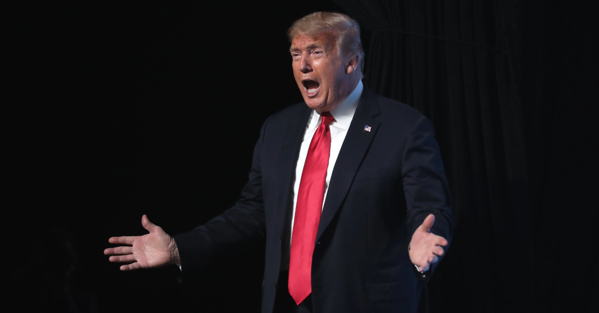 President of the United States Donald Trump speaking with supporters at an "An Address to Young Americans" event hosted by Students for Trump and Turning Point Action at Dream City Church in Phoenix, Arizona.
