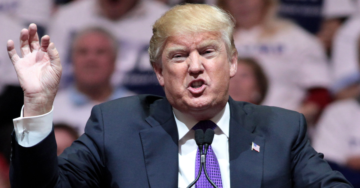 Donald Trump speaking with supporters at a campaign rally at the South Point Arena in Las Vegas, Nevada.