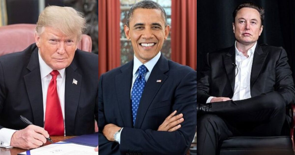 Elon Musk, Donald Trump, and Barack Obama
