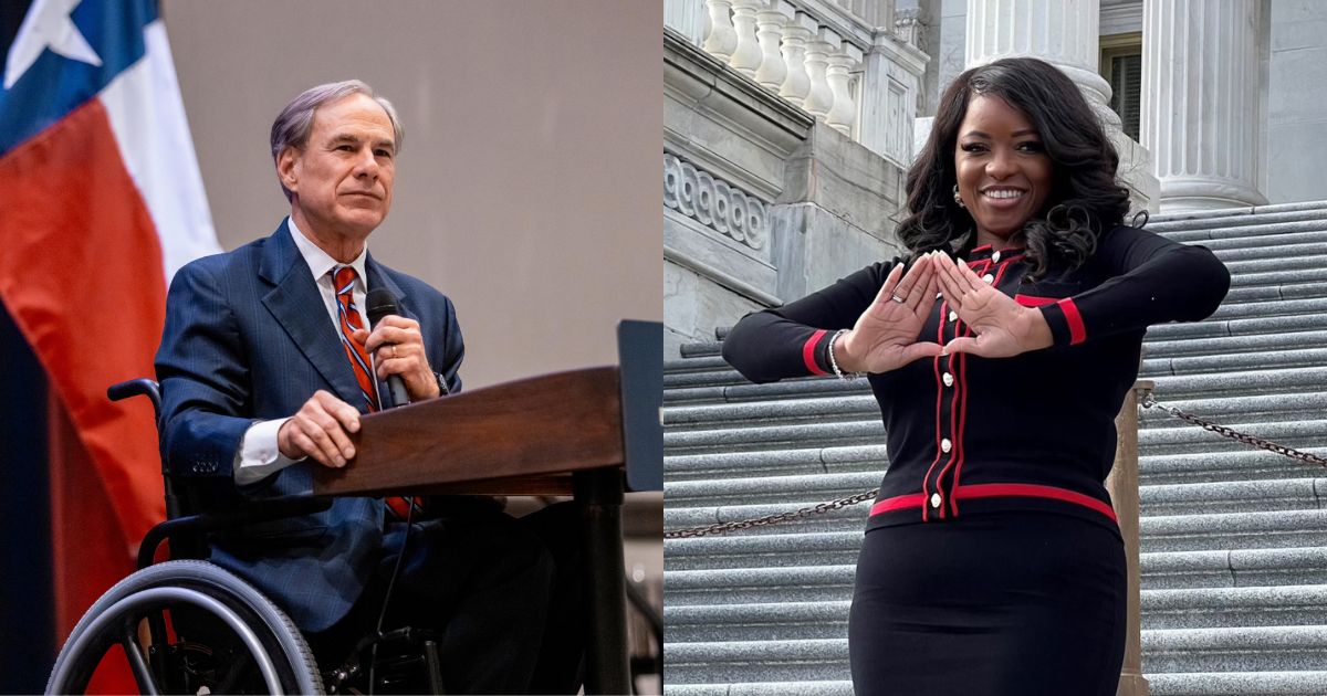 Governor of Texas Greg Abbott and Jasmine Crockett