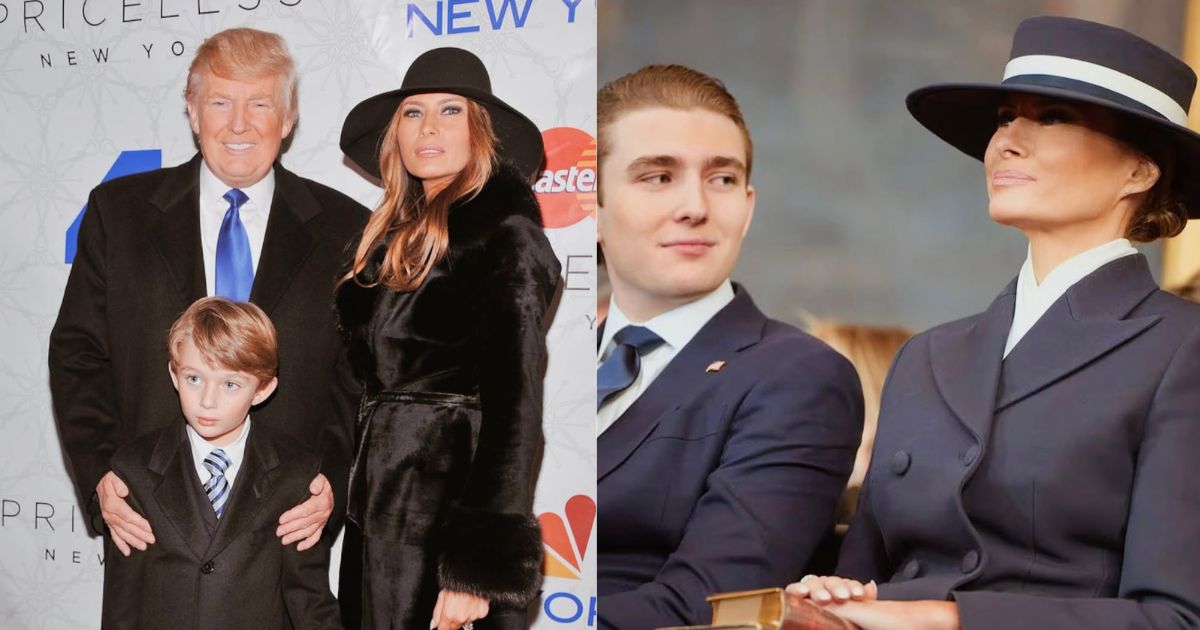 ChatGPT said: Young Barron Trump with Melania and Donald Trump (L) (Instagram | @barronupdate) and Barron Trump with Melania during the 2025 Inaugural ceremony (R) (Instagram | @barronupdate).
