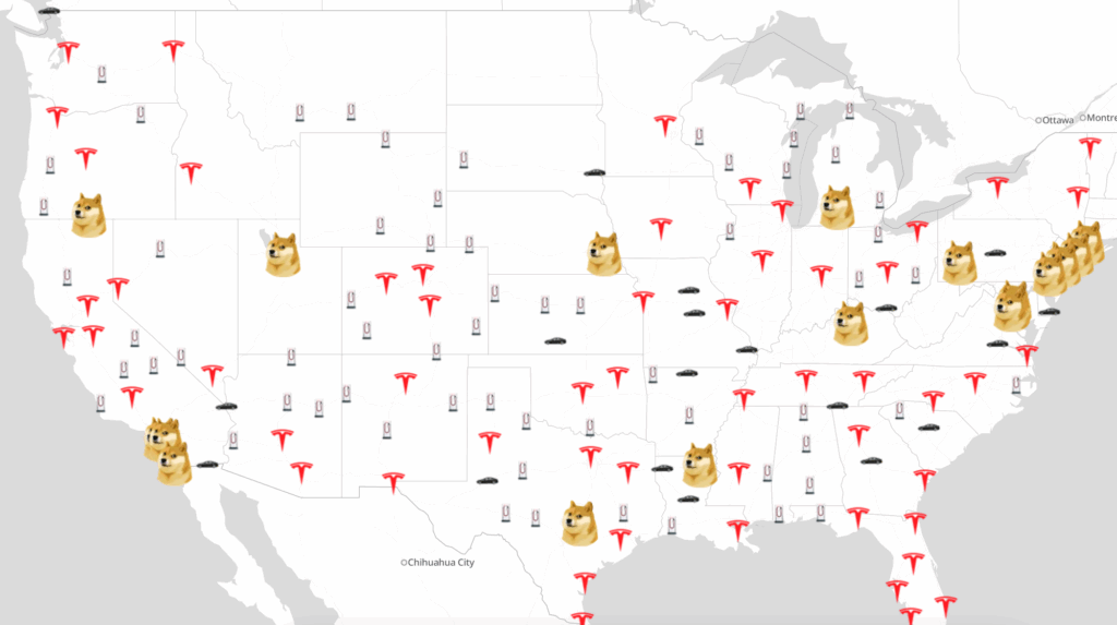 A screengrab of the online map on the Dogequest website.