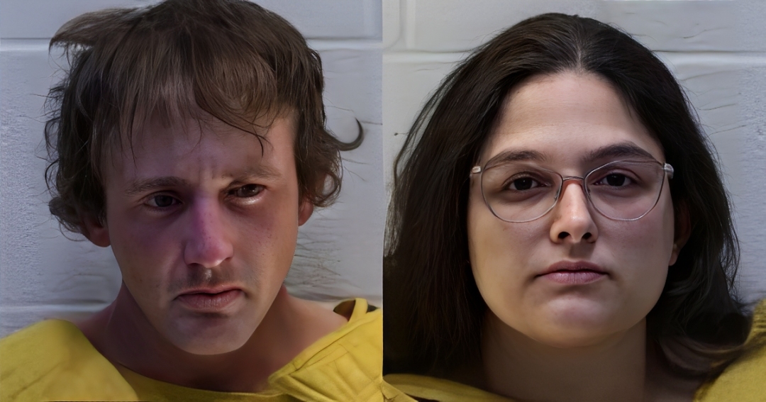 Mugshots of Ashley Usadel and Travis Smart from Northumberland County Prison following arrest. The mother was scrolling Tiktok.