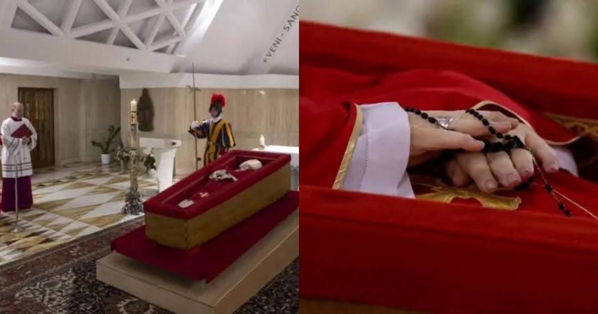 Pope Francis's open coffin in Vatican ( Instagram|@zamcelebrities)