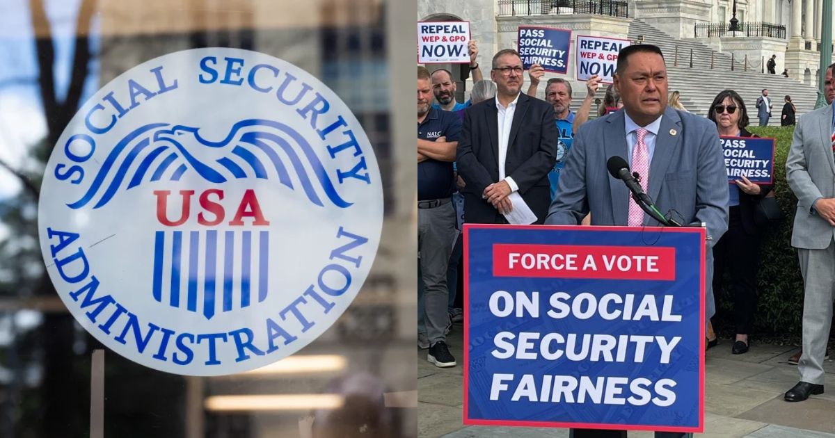 The Social Security Fairness Act paves the way for increased payments for millions of beneficiaries (Social Security Administration logo (Photo by Timothy Valentine, March 8, 2019—via Flickr) and (The Social Security Fairness Act Signing—NJ State PBA-Facebook)