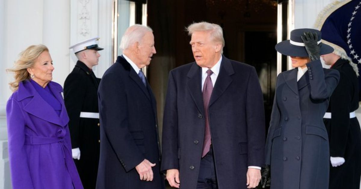 Donald Trump and Joe Biden with Melania Trump