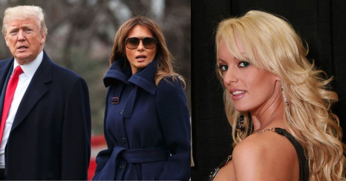 Donald Trump with Melania and Stormy Daniels