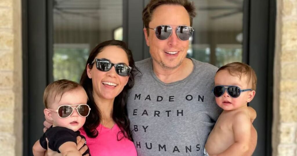 Elon Musk with Shivon Zills, and Their Twins
