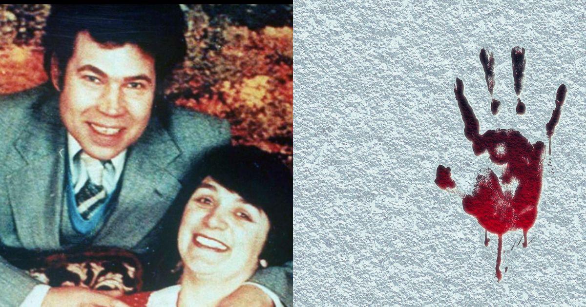 Fred And Rose West (Instagram|@people) and a handprint of a victim (picture via Pixabay, 2017)