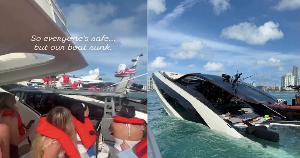 Influencers brutally mocked after they were least bothered about safety while being on a sinking $4.5M Lamborghini yacht (both the pictures from- The Facts Dude- via X)