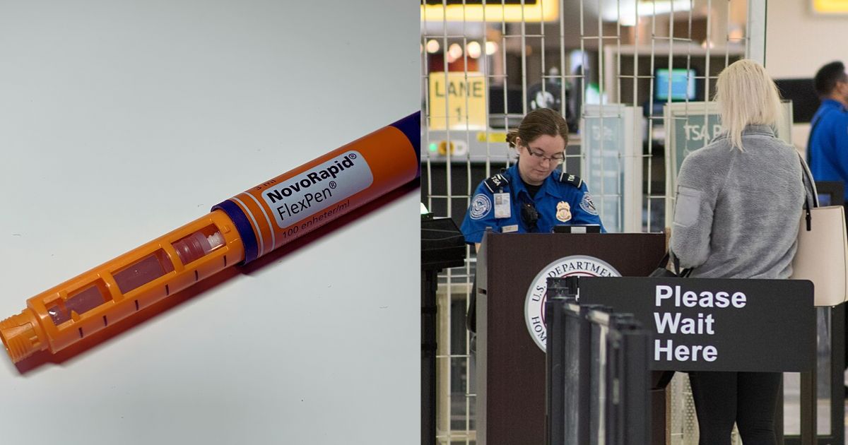 People with Diabetes Need Not Worry Before Flying. Insulin pen and security a checkpost post before boarding a flight (Left—photo by Marius Vassnes—via Wikimedia Commons) and (right—photo by Michael Ball—via Wikimedia Commons )