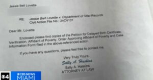 Jessie Lovette's Delayed Birth Certificate Request Was Previously Denied