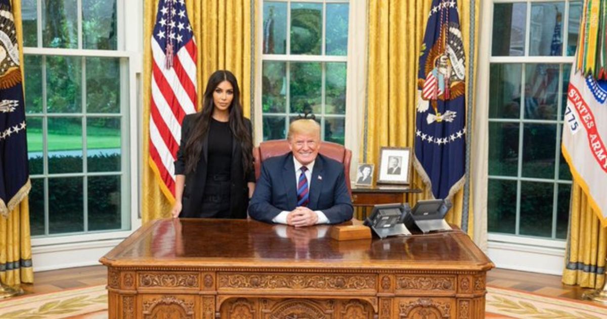 Kim Kardashian and Trump in his Office