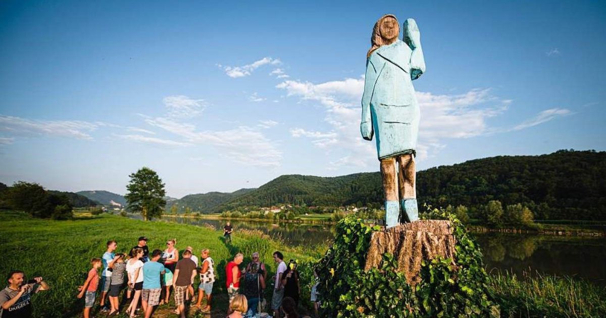 Melania Trump's wooden statue in Slovenia