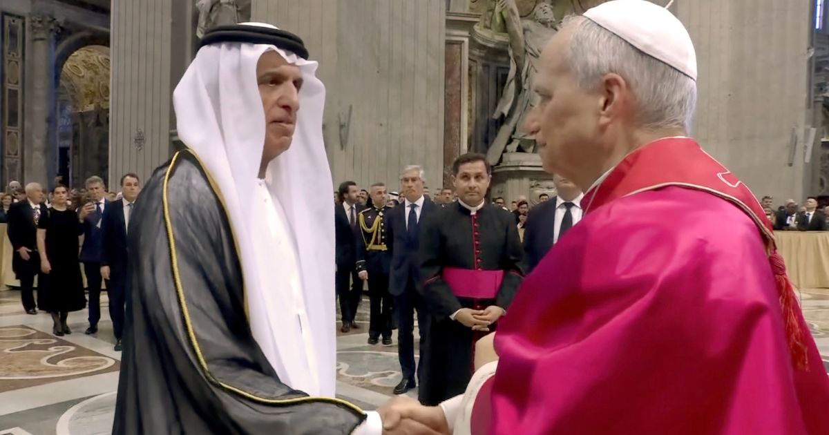 Pope leo with HH Sheikh Saud bin Saqr