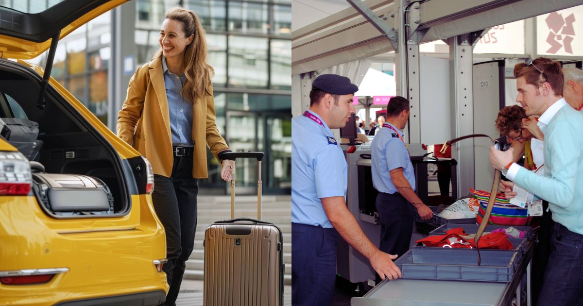 TSA talks about appropriate airport outfits (left—picture via Stock Cake) and (right- uploaded by Joel Solomon- via Flickr)