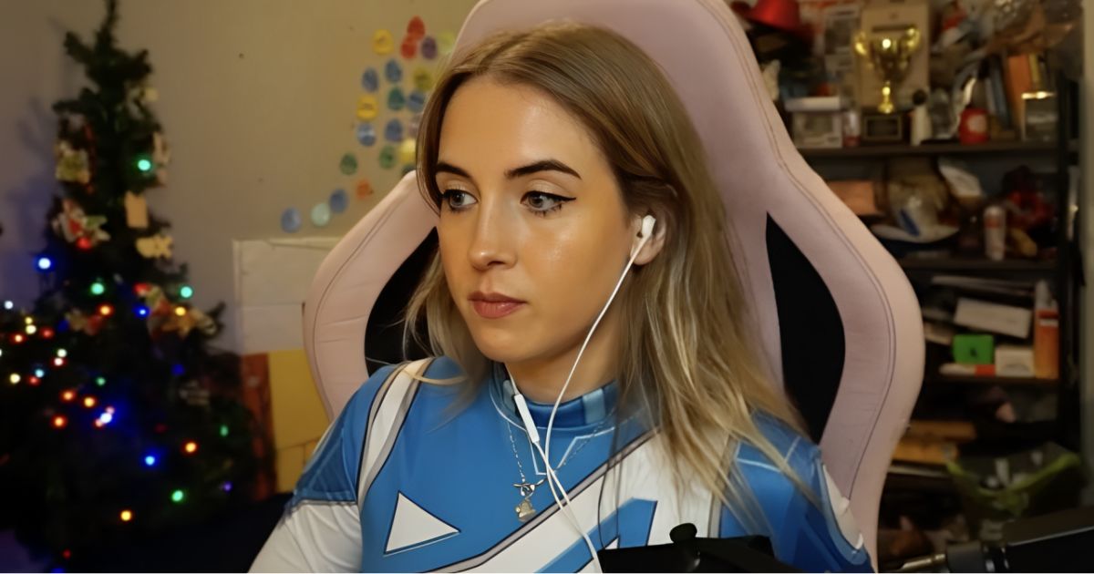 Emilycc live-streaming on Twitch from her home setup during her record-breaking subathon