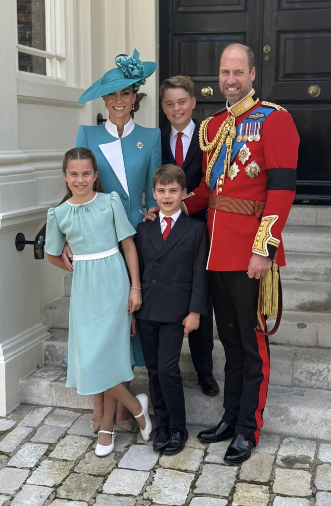 Prince William, Kate Middleton and their three children at Trooping the Colour for His Majesty’s Birthday Parade.