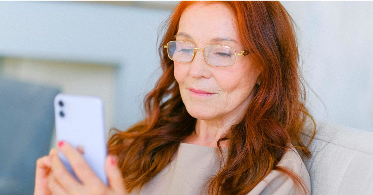 Old lady on her phone