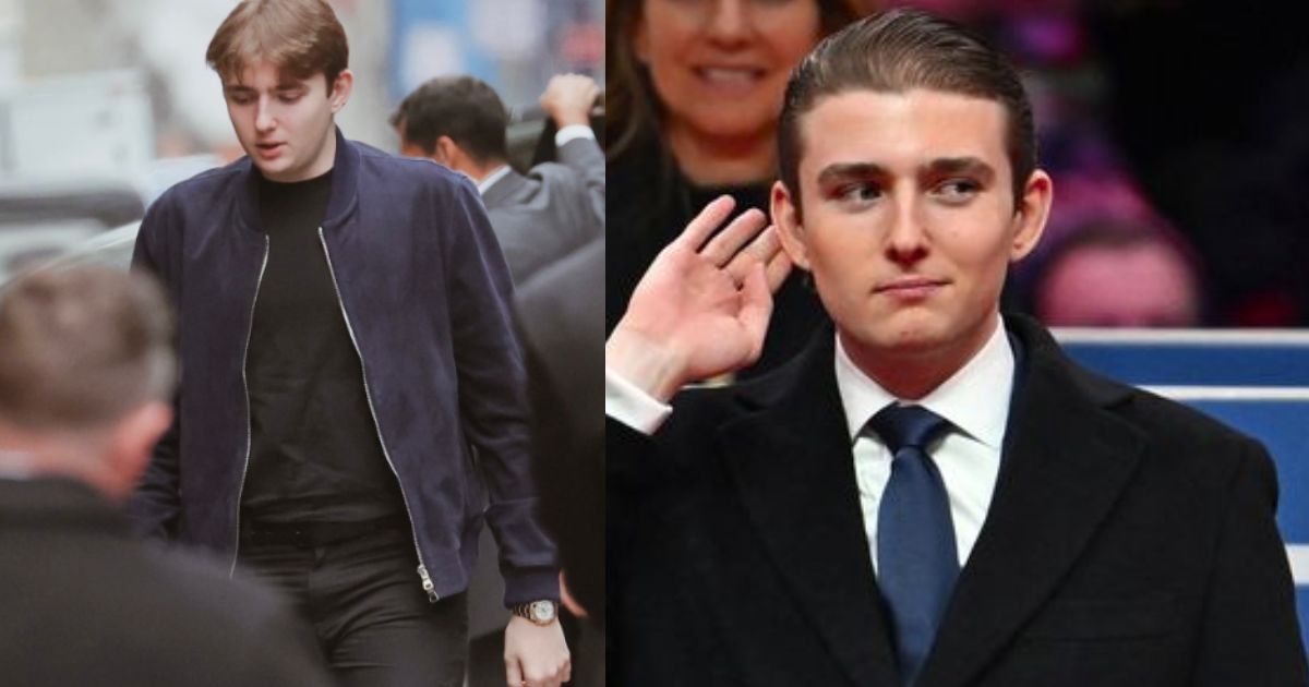 Barron Trump sporting his Rolex Daytona (R) via @barronupdate | Instagram and Barron Trump in his custom cashmere overcoat (L) via @DanielTann94064 | X (formerly Twitter).