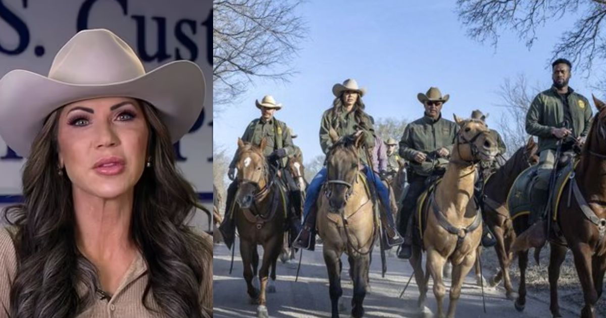 Kristi Noem's post with the CBP Horse Patrol got major outrage from online users. (left-@TrumpVVon|X) and (right-@Sec_Noem|X).