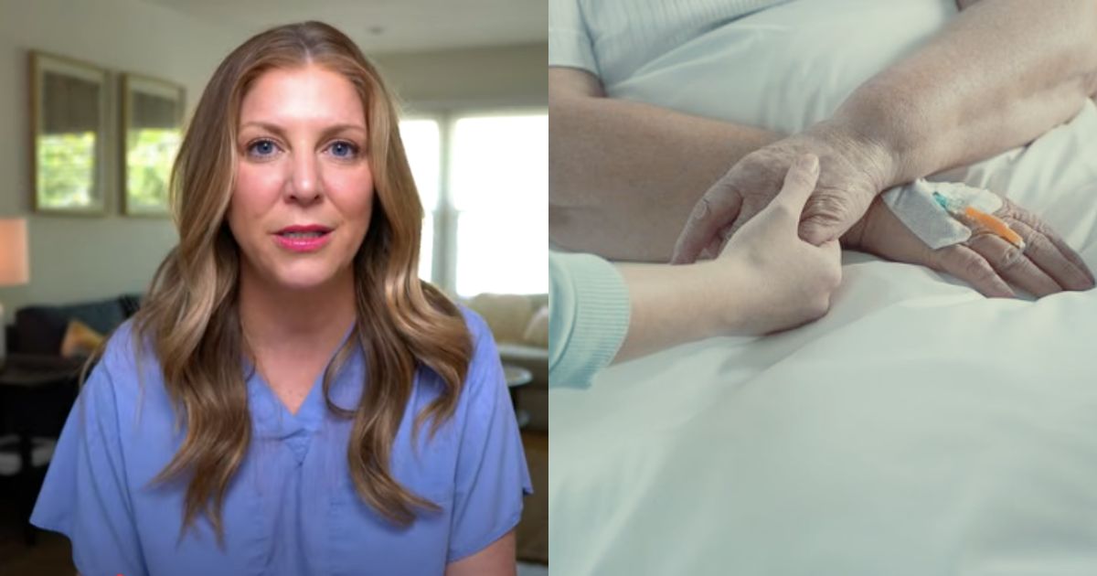 Nurse Julie McFadden talking about death ( left-picture from Hospice Nurse Julie|via YouTube) and right- @macie68672|X.com)