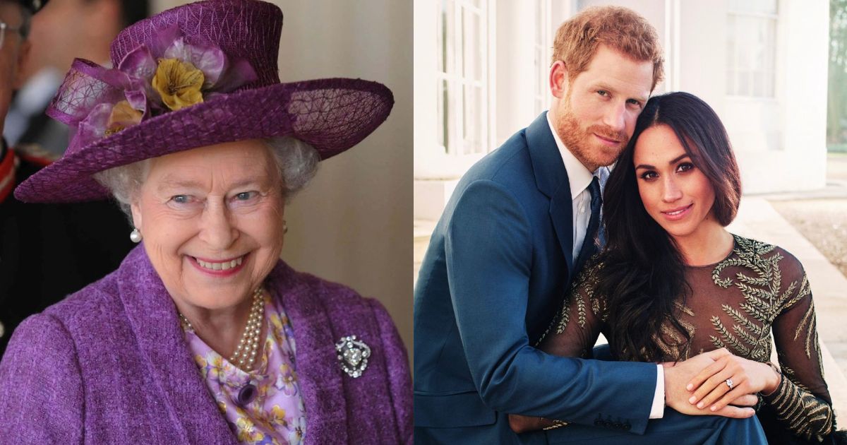 Queen Elizabeth and Prince Harry with Meghan Markle