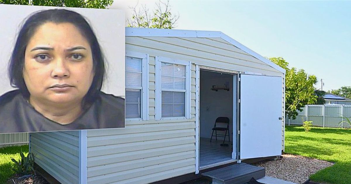 Mugshot of Rosa Mena alongside photos of her illegal Med Spa inside a shed in Port St. Lucie, Florida