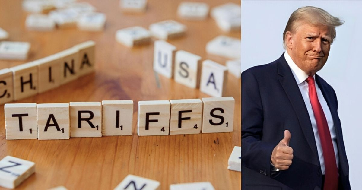 Donald Trump (R) flashes a thumbs-up as tariff deadlines cause alarm