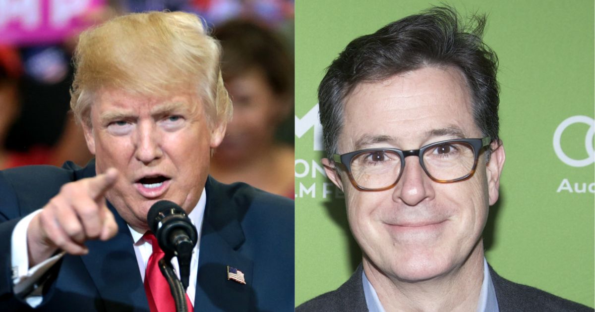 Donald Trump ( picture by Gage Skidmore via Flickr) and Stephen Colbert (via Wikimedia Commons).