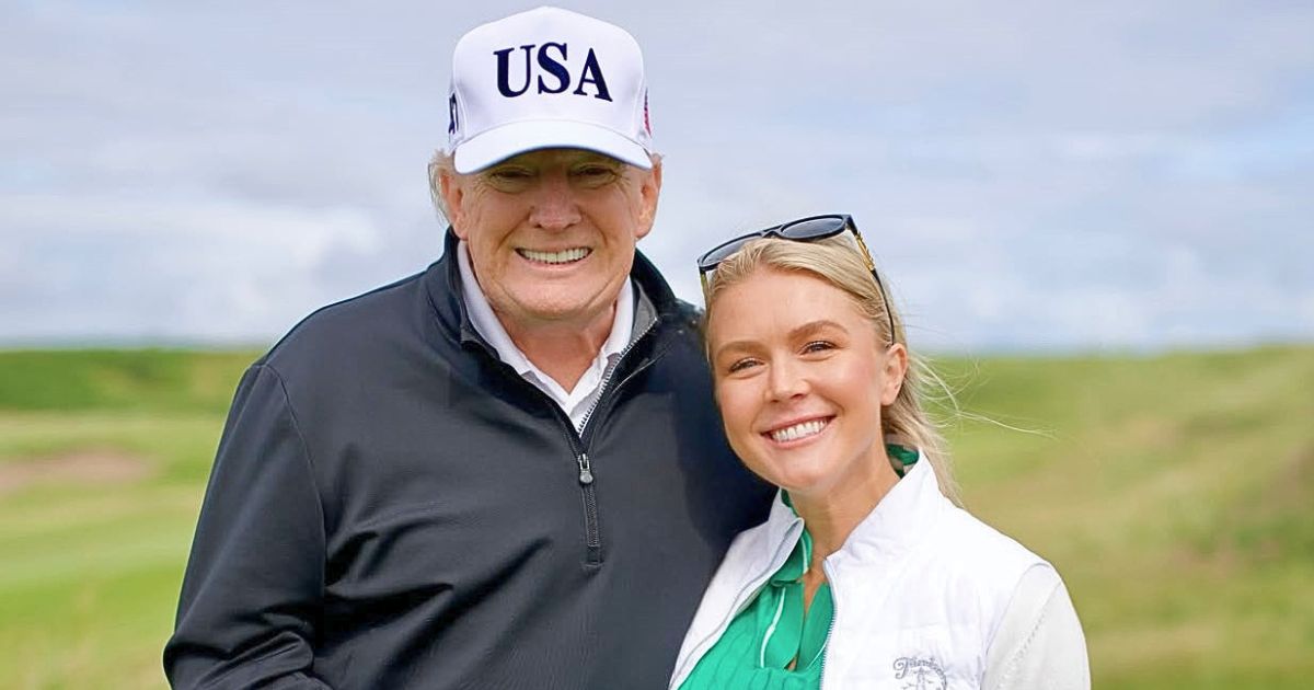 Donald Trump, with Karoline Leavitt standing beside him, in Scotland