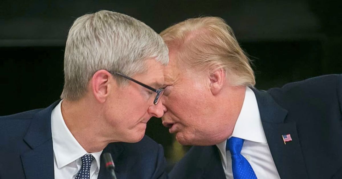 Apple CEO Tim Cook presented Donald Trump with a gold-based glass ornament during a White House event announcing a $100 billion U.S. investment.