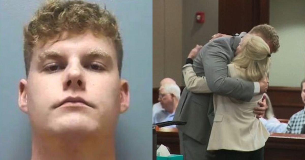 Widow Regina Johnson hugging Joseph Tillman in court during his sentencing for a fatal hit-and-run.