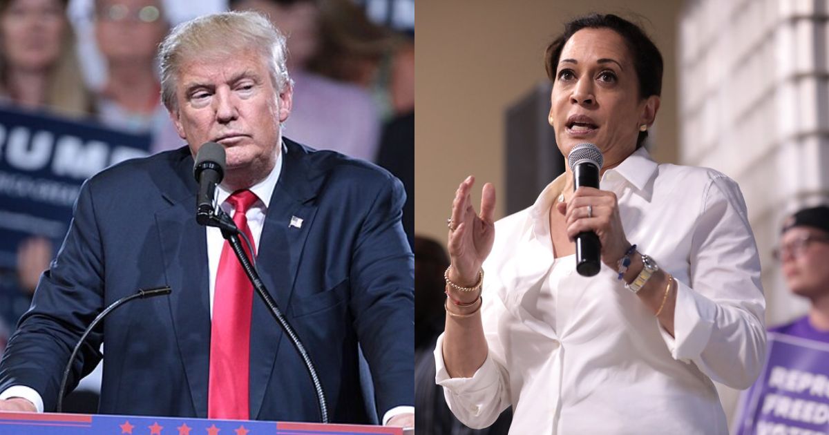 Donald Trump (L), Kamala Harris (R)