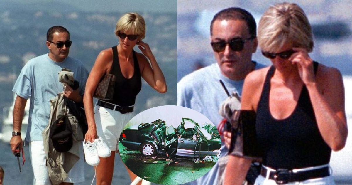 Princess Diana and Dodi together before the tragic car crash in 1997. (left- @modernhistory|X.com) and (right- @AstuteGaba|X.com) Picture inside the insert (@thepainterflynn|X.com).