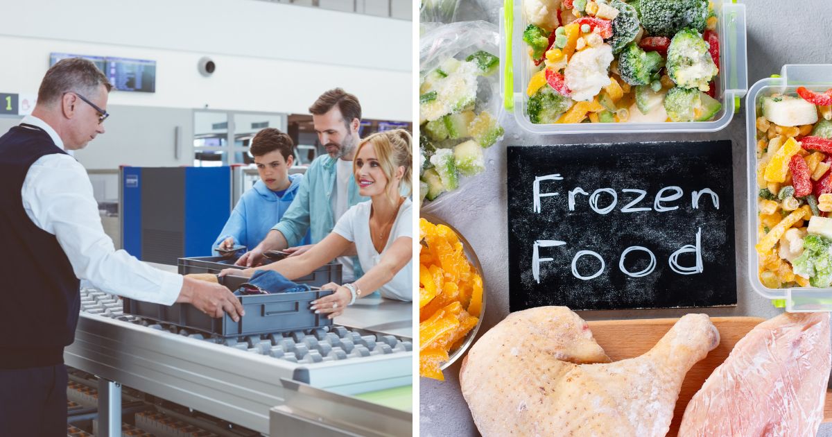 Check TSA guidelines about carrying frozen food