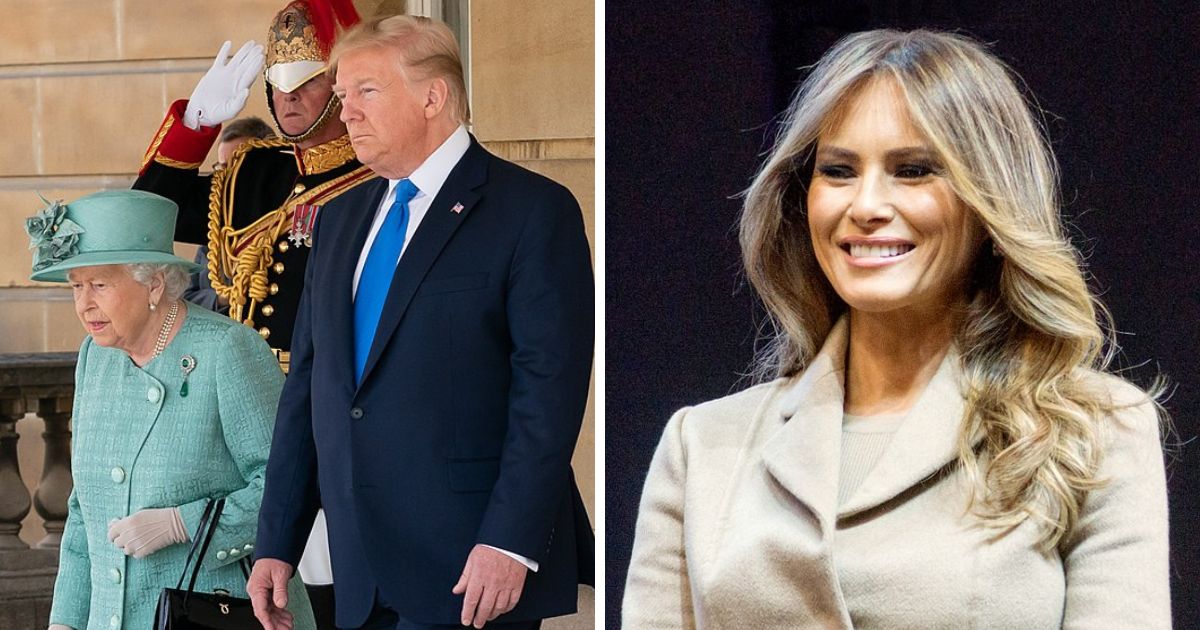 Donald Trump and Queen Elizabeth II (Image via The White House) and Melania Trump (Image via Wikimedia Commons/Marc Nozell)