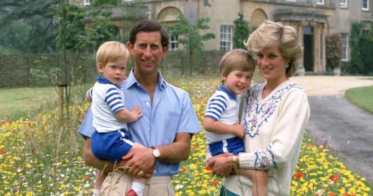 Charles and Diana with Princes William and Harry (Image Credit: @silviaplathx on X)