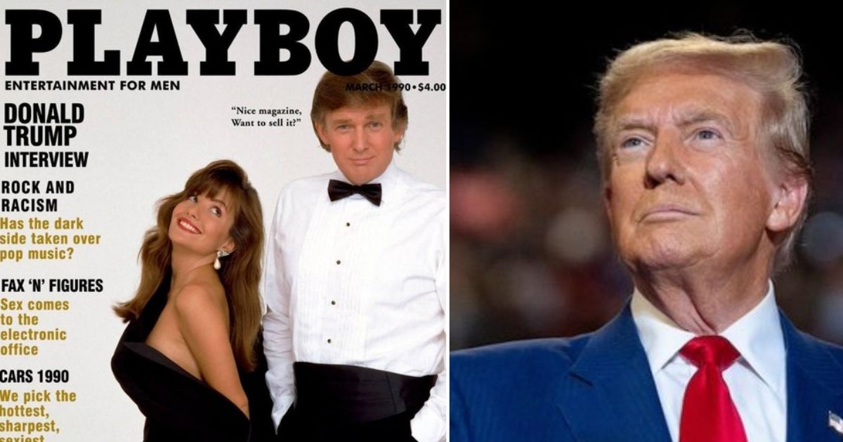 Donald Trump on the Cover of Playboy in 1990 vs. Now (left- @nidhisj2001|X.com) ( right- @Maga_Trigger|X.com).